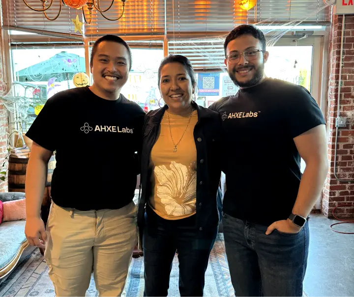 AHXE Labs Co-Founders with Bia Espinoza, owner of Susa's Sweet & Balloons